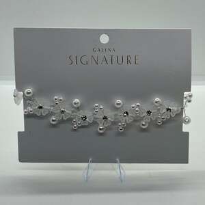 Galina Signature Bridal Communion Hair Vine Faux Pearls Rhinestones Headband